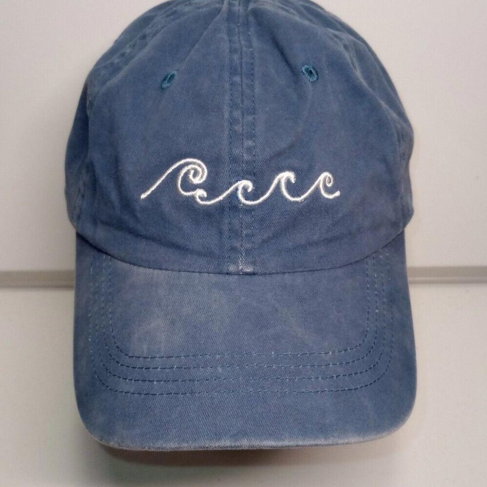 Ron Jon Surf Shop Blue Denim Cotton Canvas Baseball Style Strapback Hat Cap